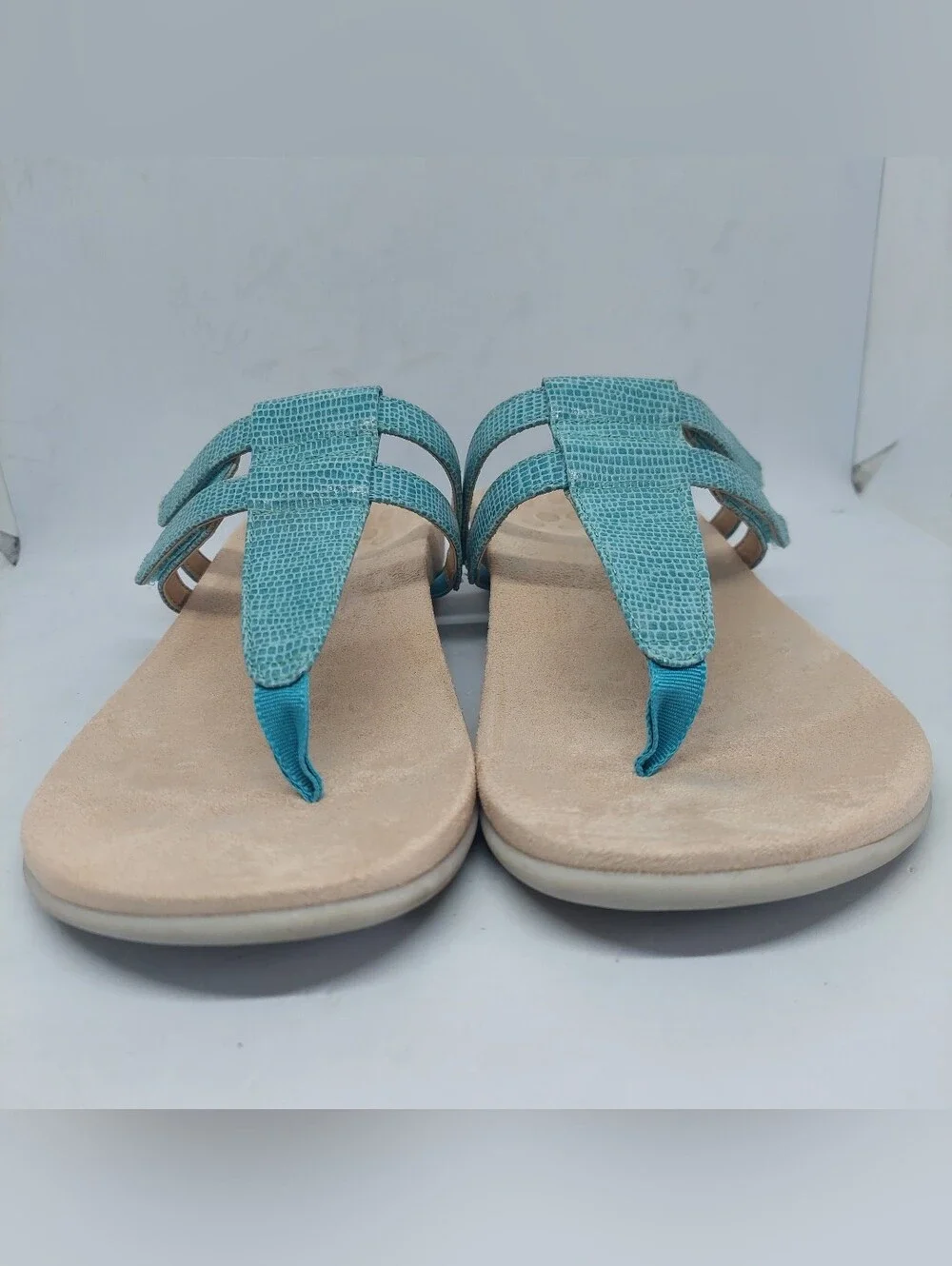 Vionic Elvia Sandals Orthotic Teal Blue Womens Sz 9 Wide Adjustable Summer Shoes
